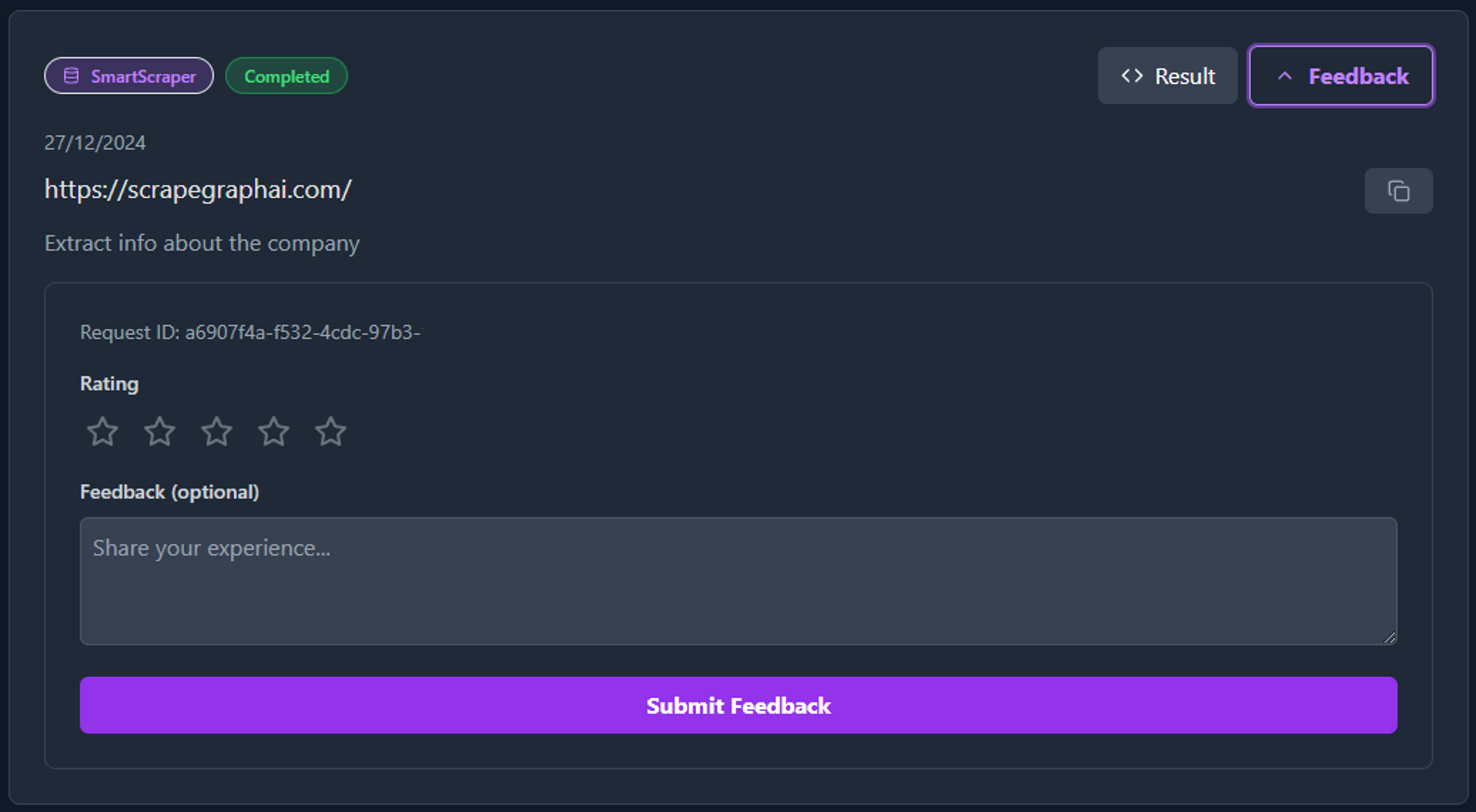Job Feedback Interface