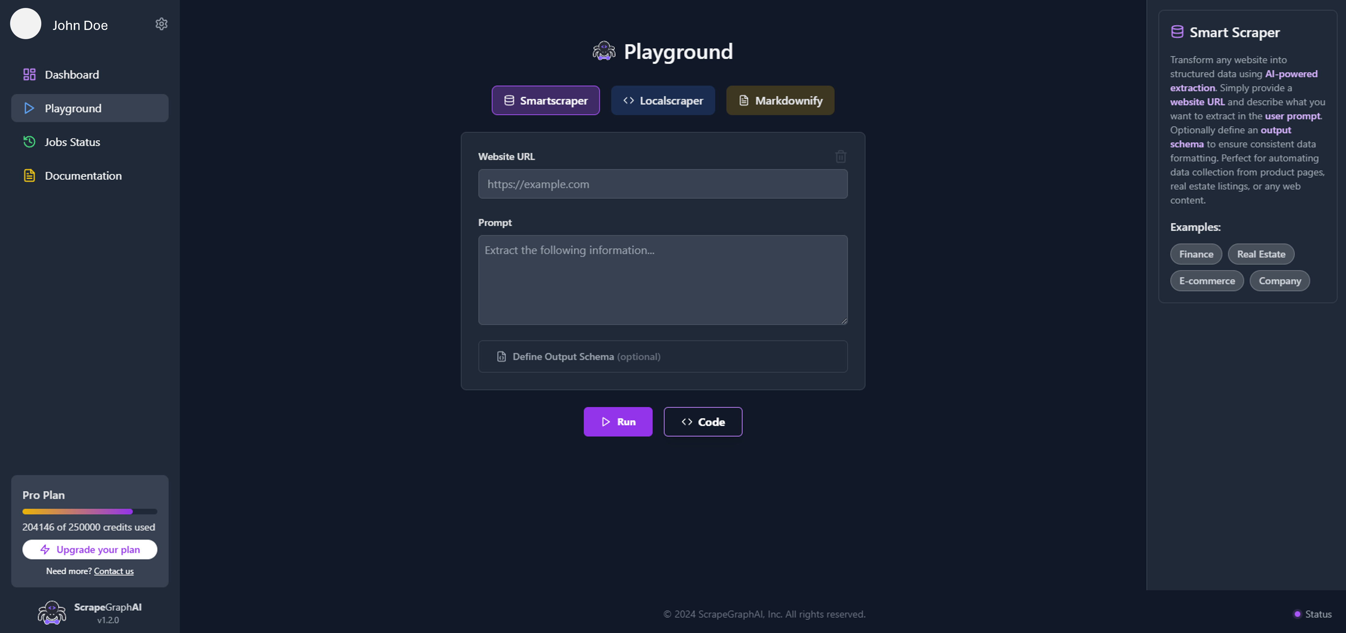 API Playground Interface