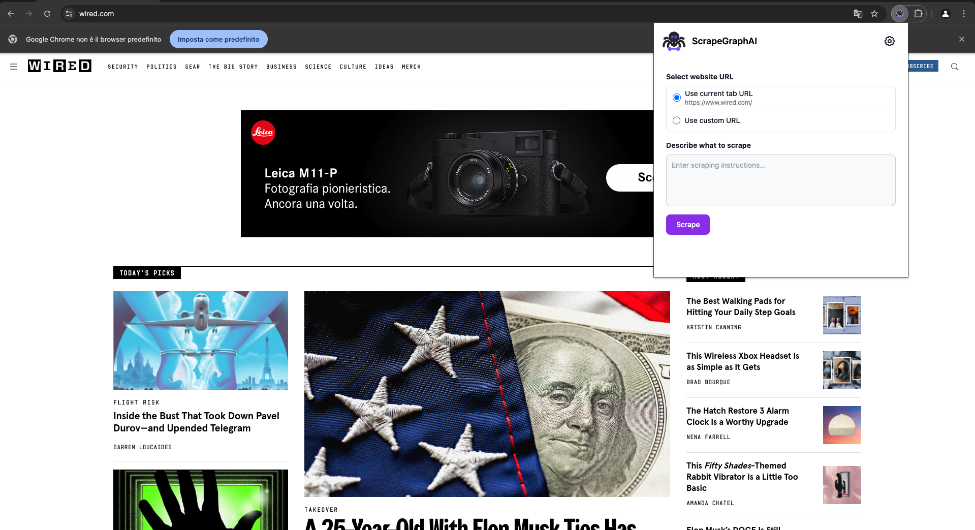 ScrapeGraphAI Chrome Extension