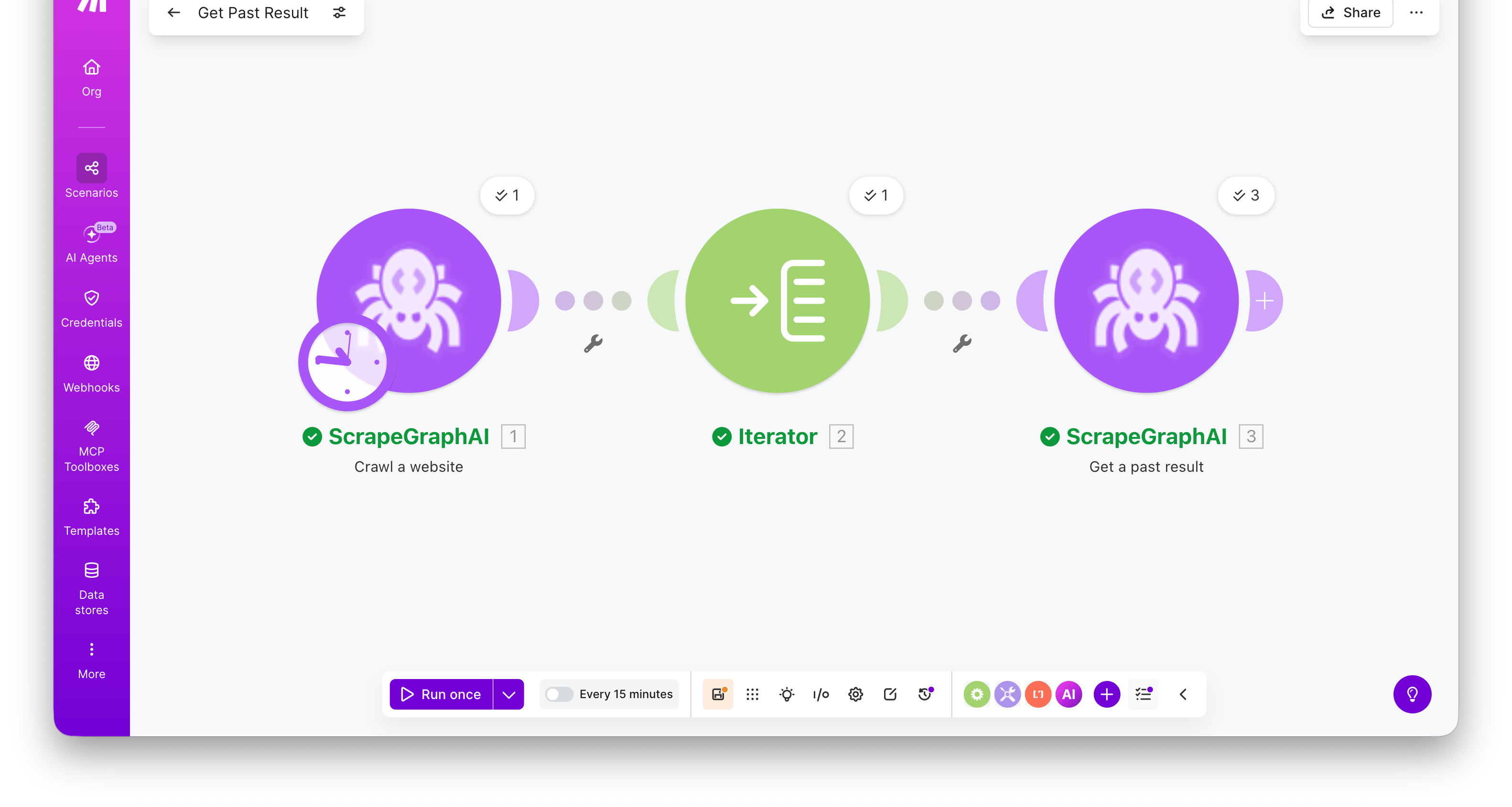 Get a past result module configuration