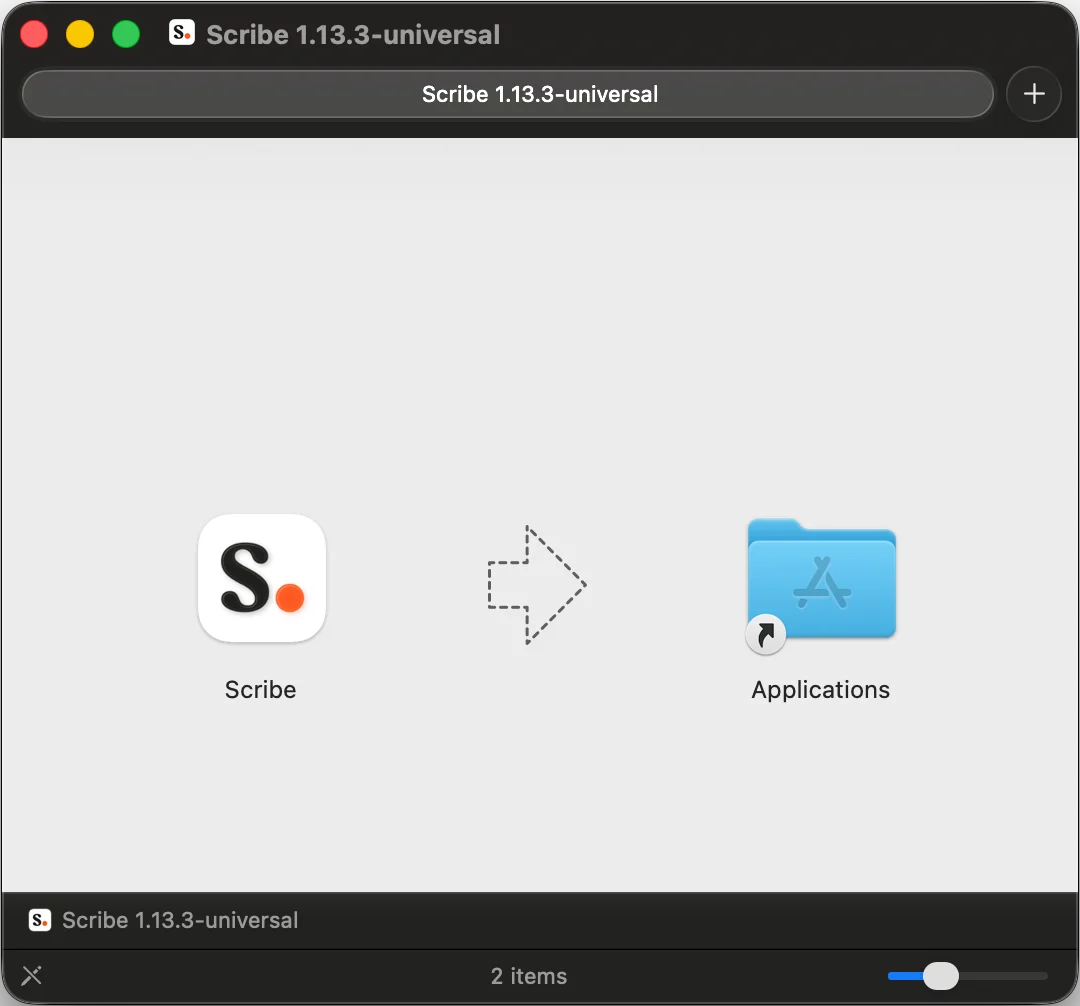 Glisser Scribe dans le dossier Applications