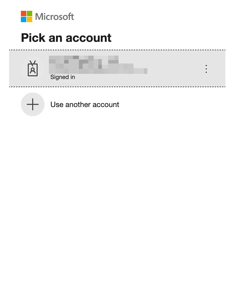 Layar Pick an account Microsoft