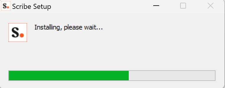 Instalador de Scribe Setup ejecutándose en Windows