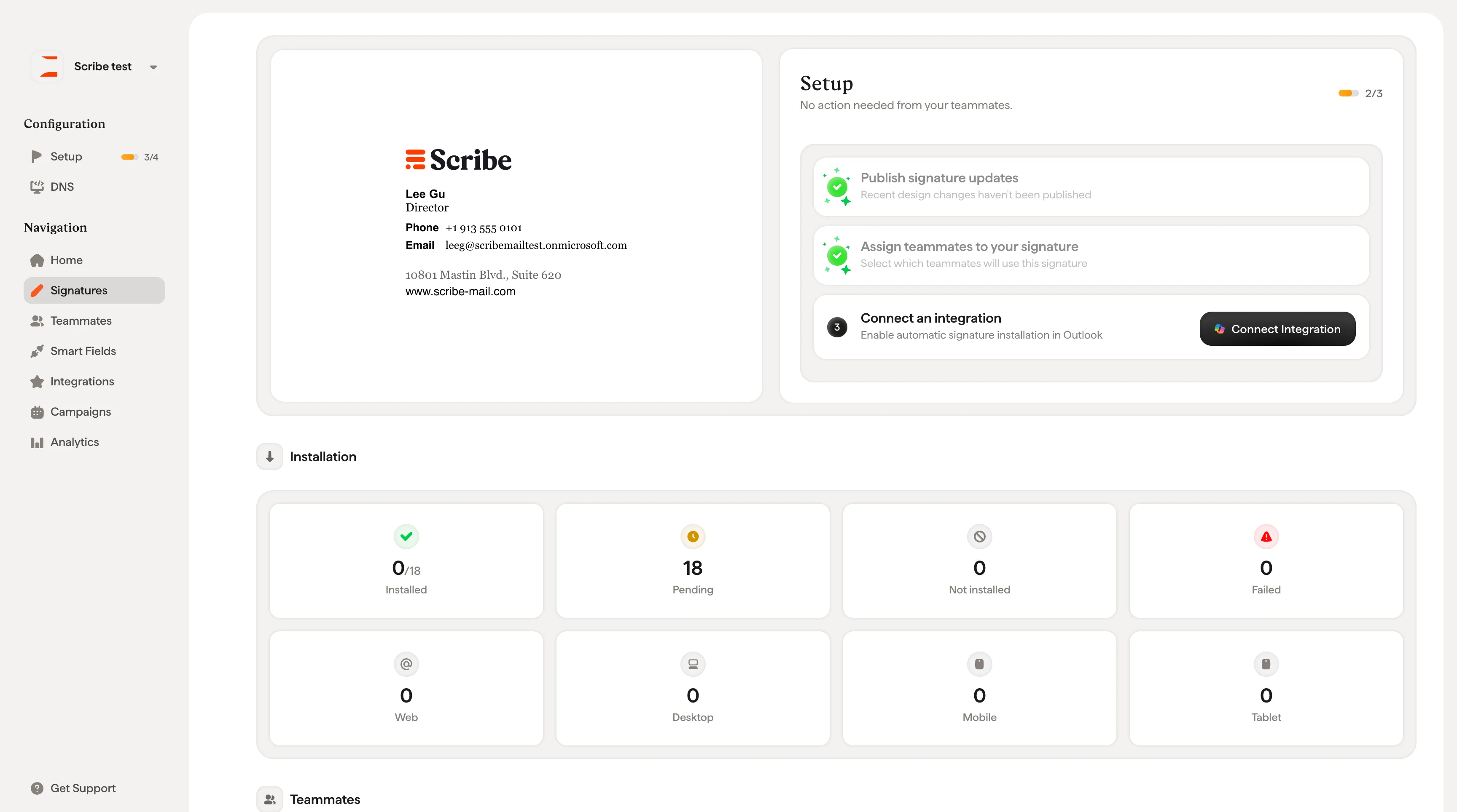 Tabelle mit Installationsstatus: Installiert, Teilweise installiert und Fehlgeschlagen