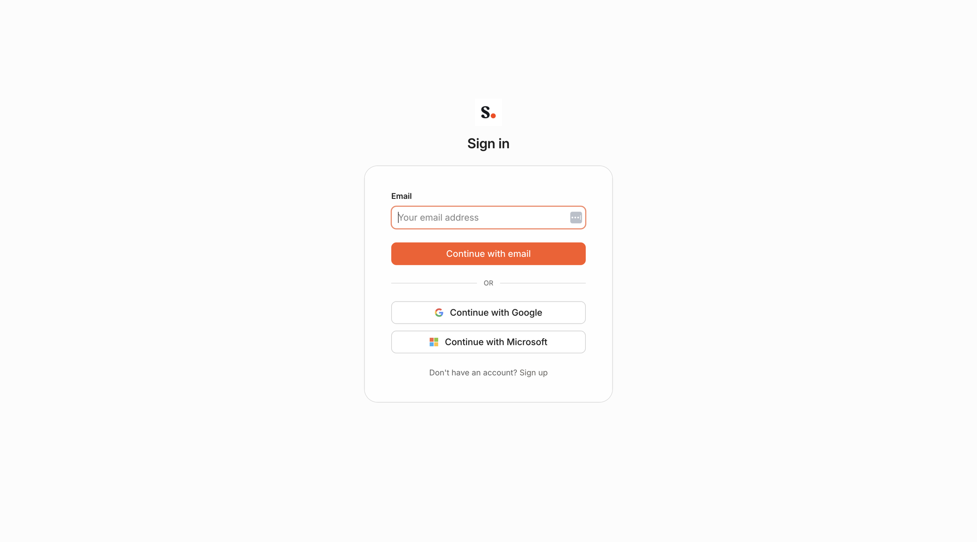 Scribe account sign-in screen with email, Google, and Microsoft options