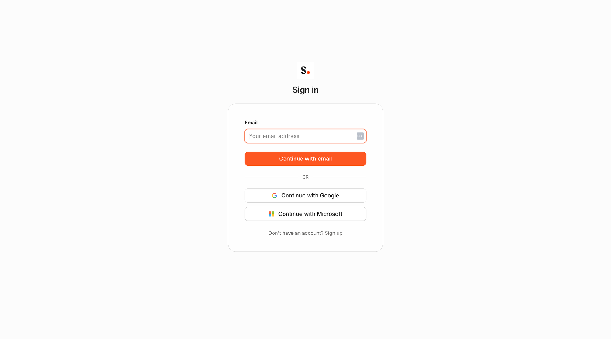 Scribe account sign-in screen with email, Google, and Microsoft options