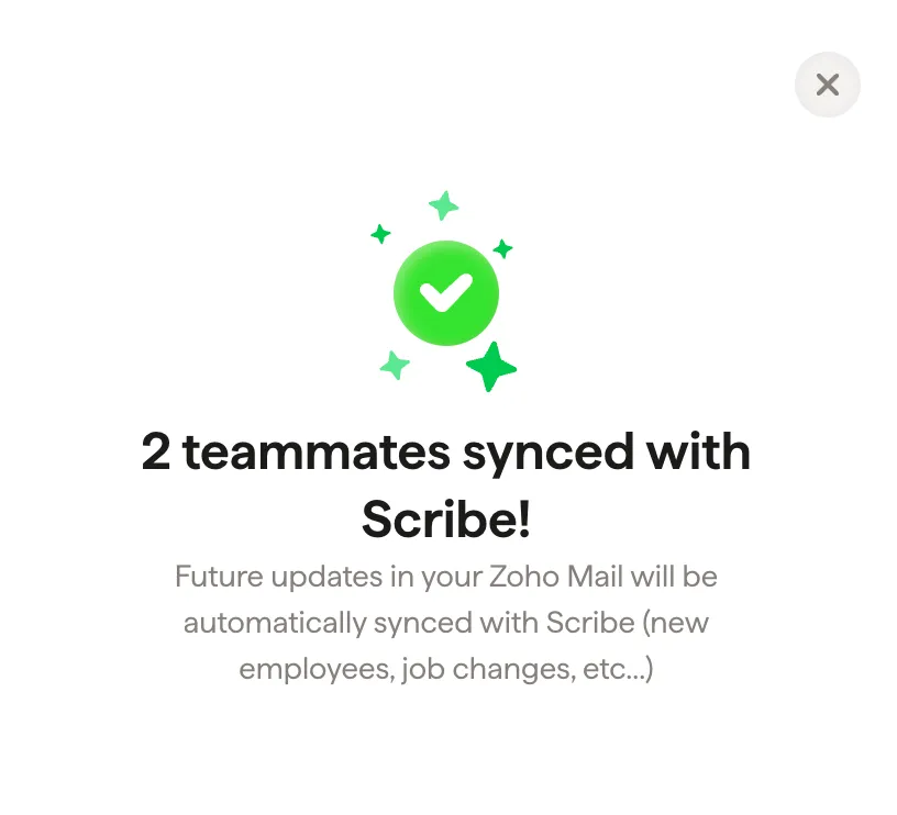 Confirmation de la synchronisation des collaborateurs