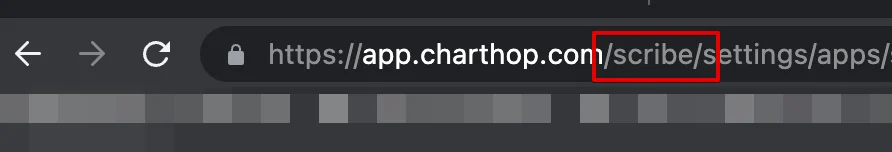 ChartHop-URL-Leiste mit den Feldern Org Nickname und Scribe-Verbindung