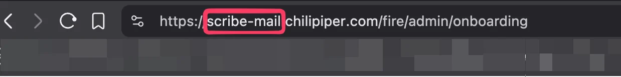 Champ de saisie du sous-domaine Chili Piper avec l'URL du navigateur indiquant où trouver le sous-domaine