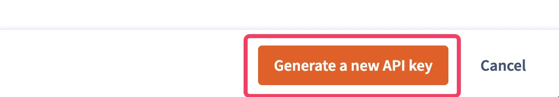 Bestätigungs-Button Generate a new API key