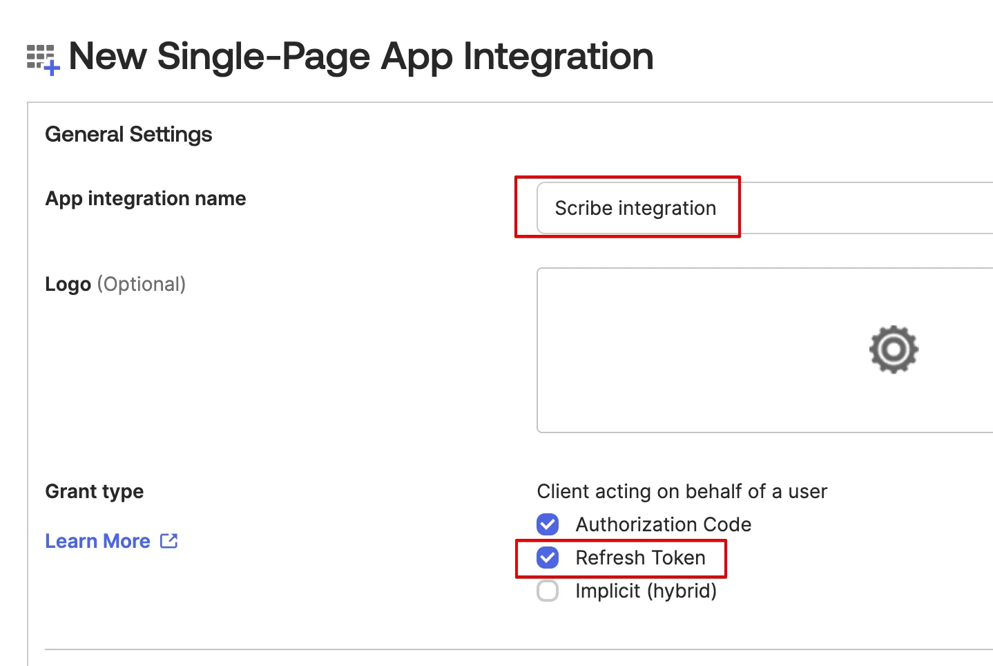 General Settings dengan nama aplikasi dan opsi Refresh Token disorot