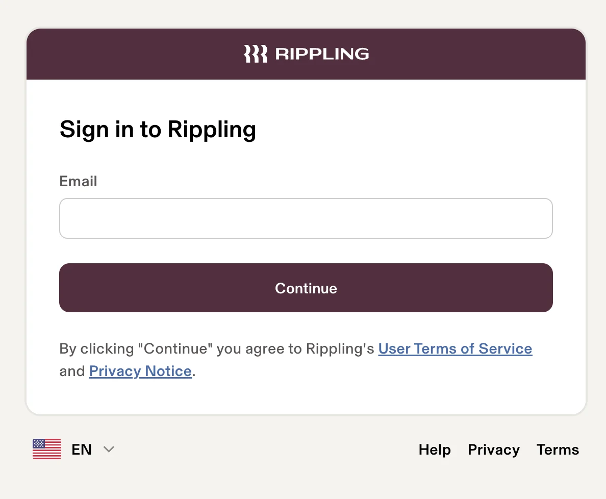 Schermata di accesso a Rippling