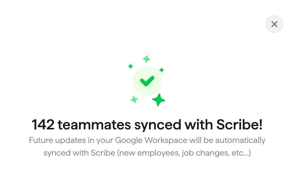 Teammates synced confirmation