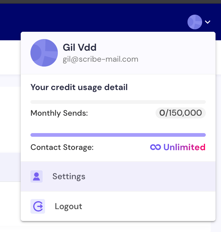 Panel Smartlead z przyciskiem Settings w prawym górnym rogu