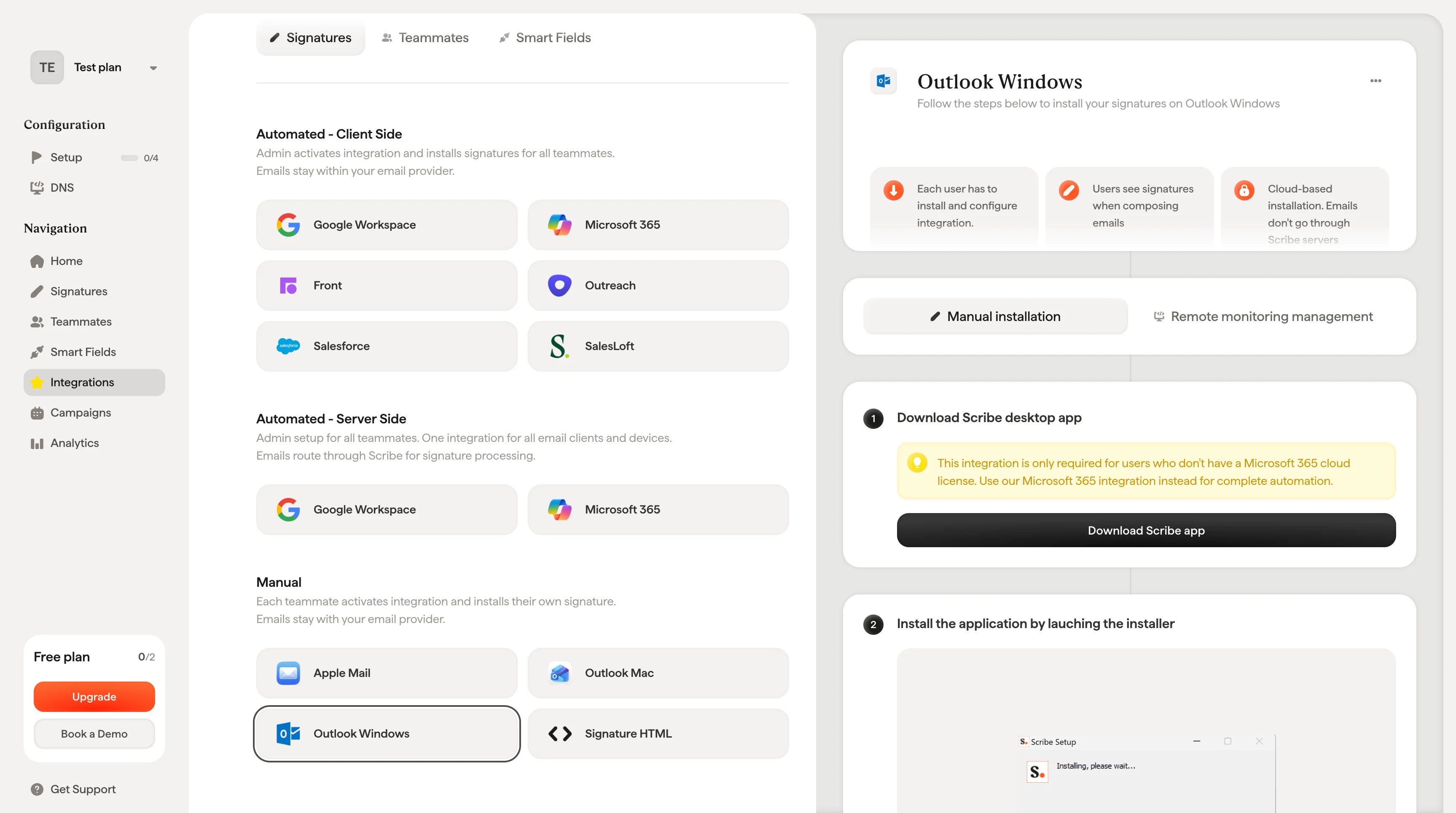 Descargar la aplicación de escritorio de Scribe desde la página de integraciones