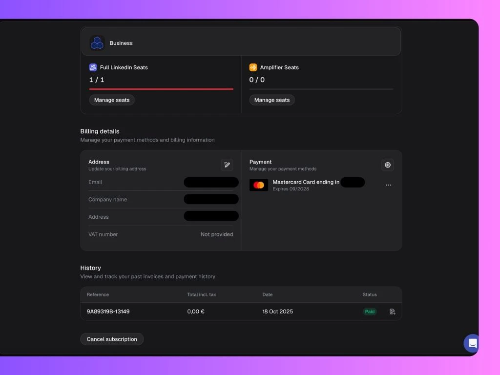 New Billing Page