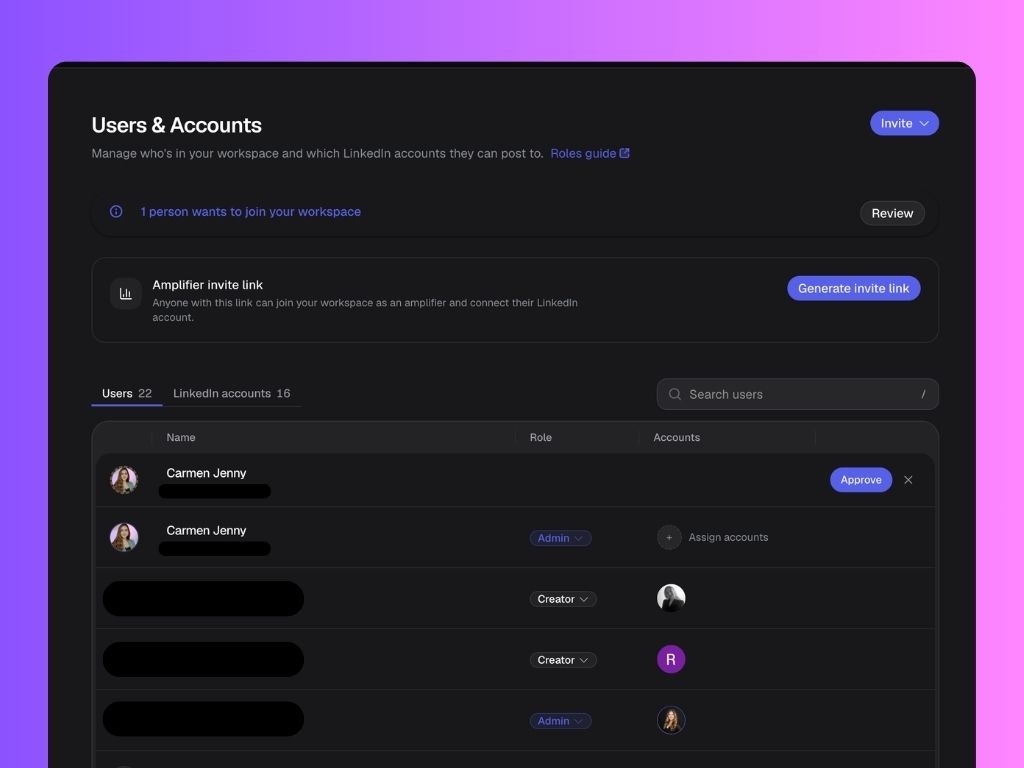 Users Tab