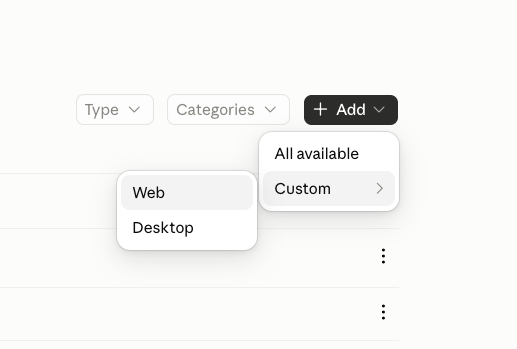 Claude Add Custom Web menu