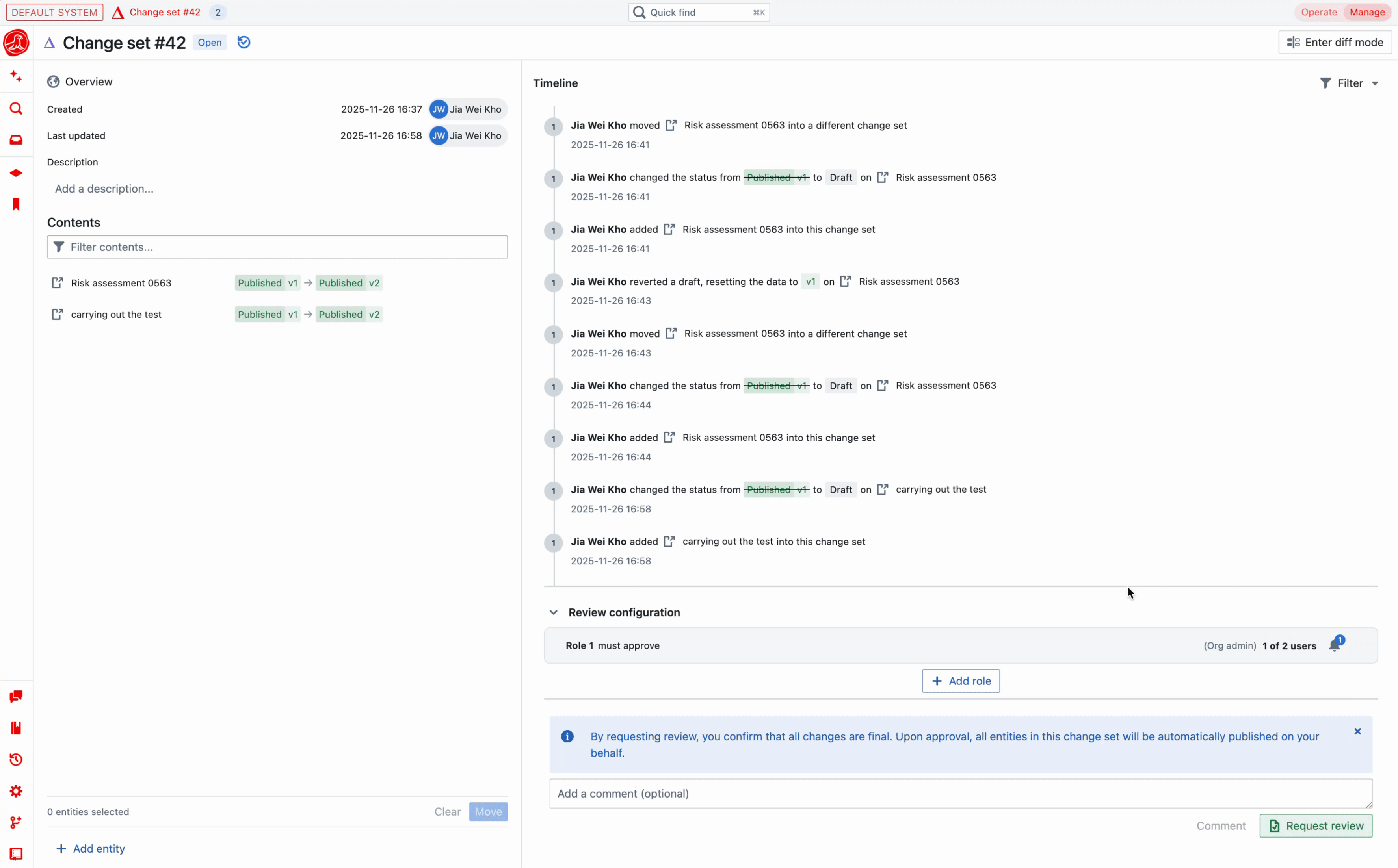 A screencast showing how Seal automatically combines all review requirements for a Change Set into a single, auditable approval workflow.