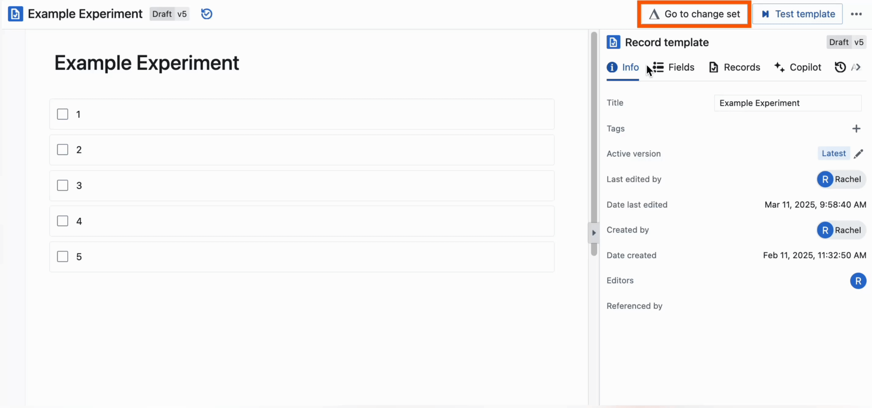 Adding to a Change Set A screencast showing how a new draft is added to a Change Set.
