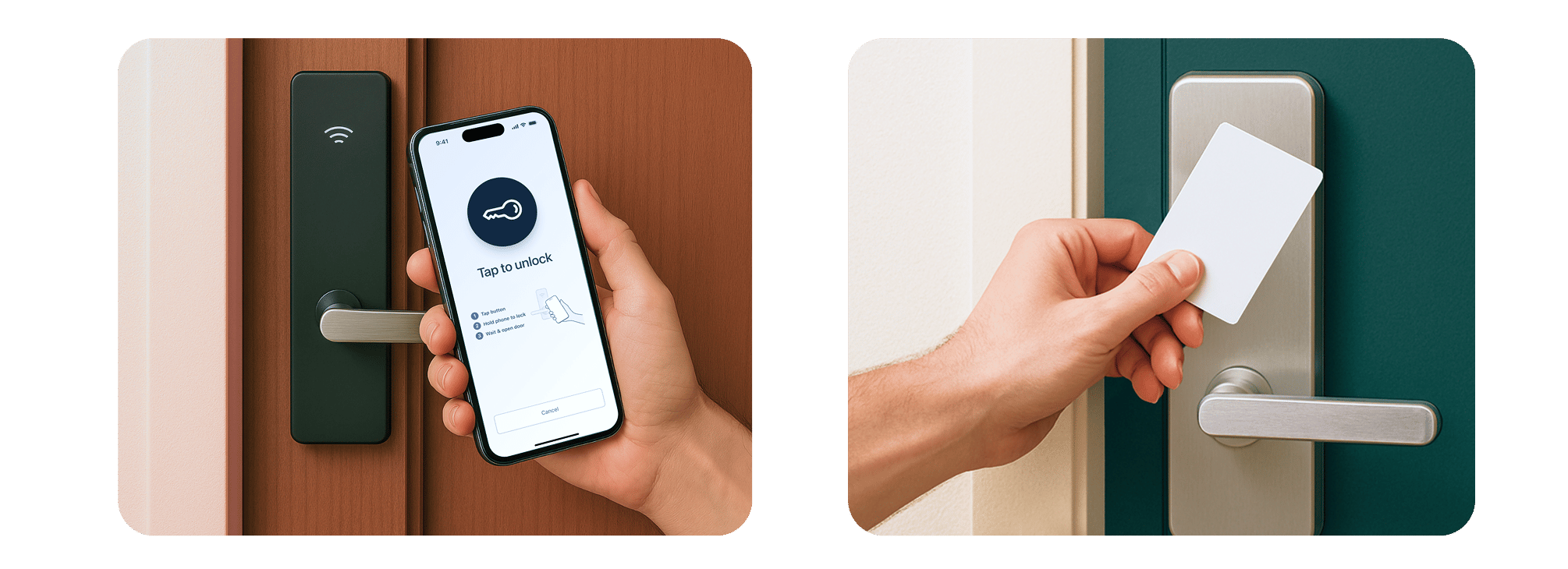 Seam supports common hospitality access methods like mobile keys
(including Instant Keys), encoded key cards, and PIN codes.