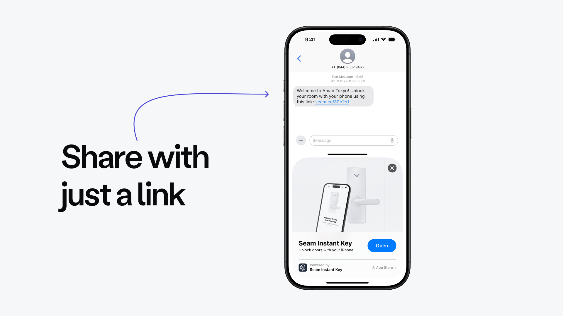 Share an Instant Key with just a link — the App Clip opens right from the text message.