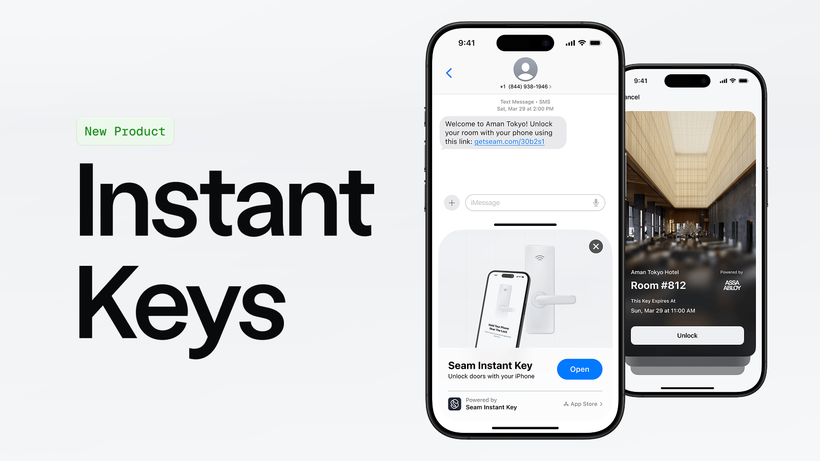 Seam Instant Keys — no app, no account, just tap to unlock.