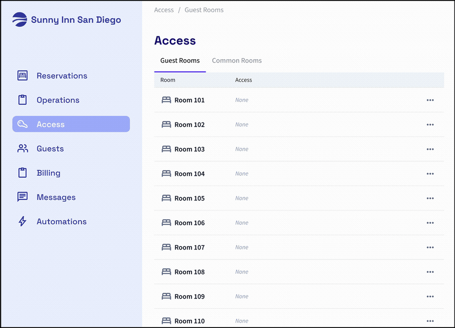 Example: Dashboard for mapping a hotel room listing to the corresponding
set of access points