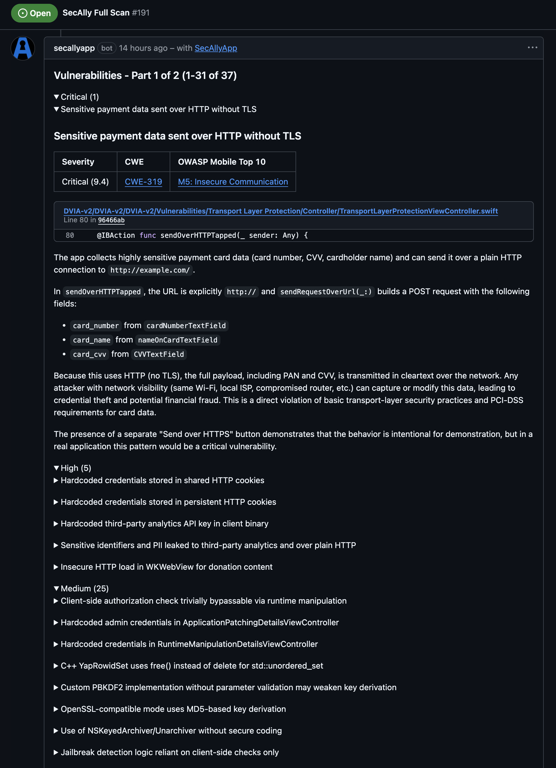 Full scan request results