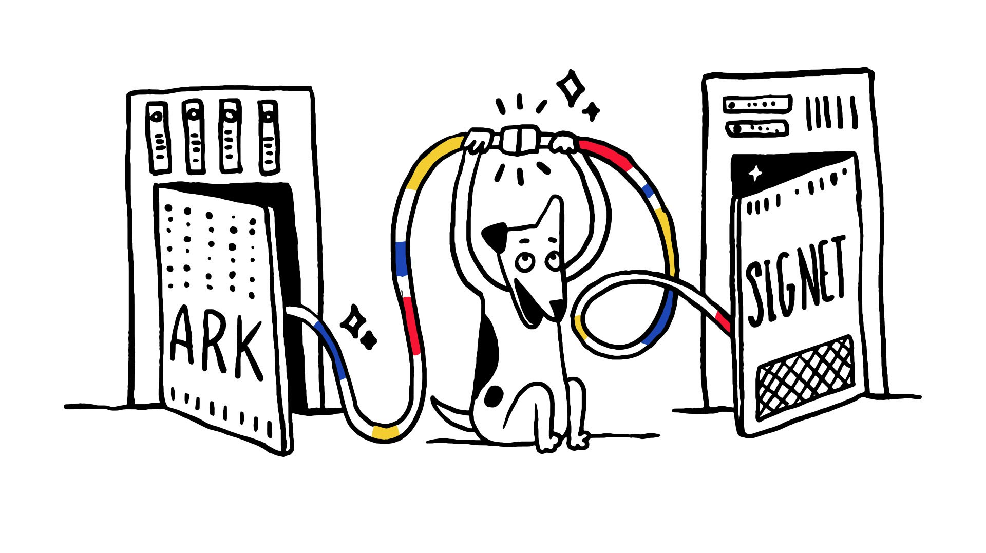 Byte the dog connecting an Ark server to a signet testnet server