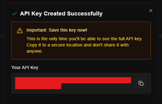 Copy API Key
