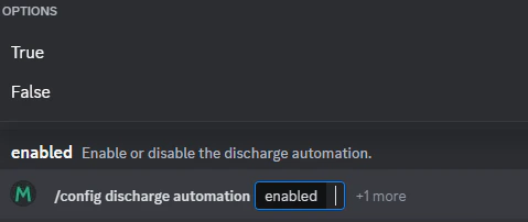 Automation discharge configuration enabled