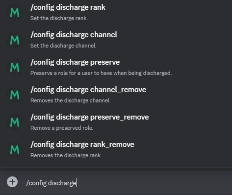 Discharges Configuration
