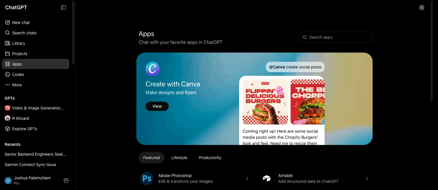 Opening the published SeekOut app in ChatGPT