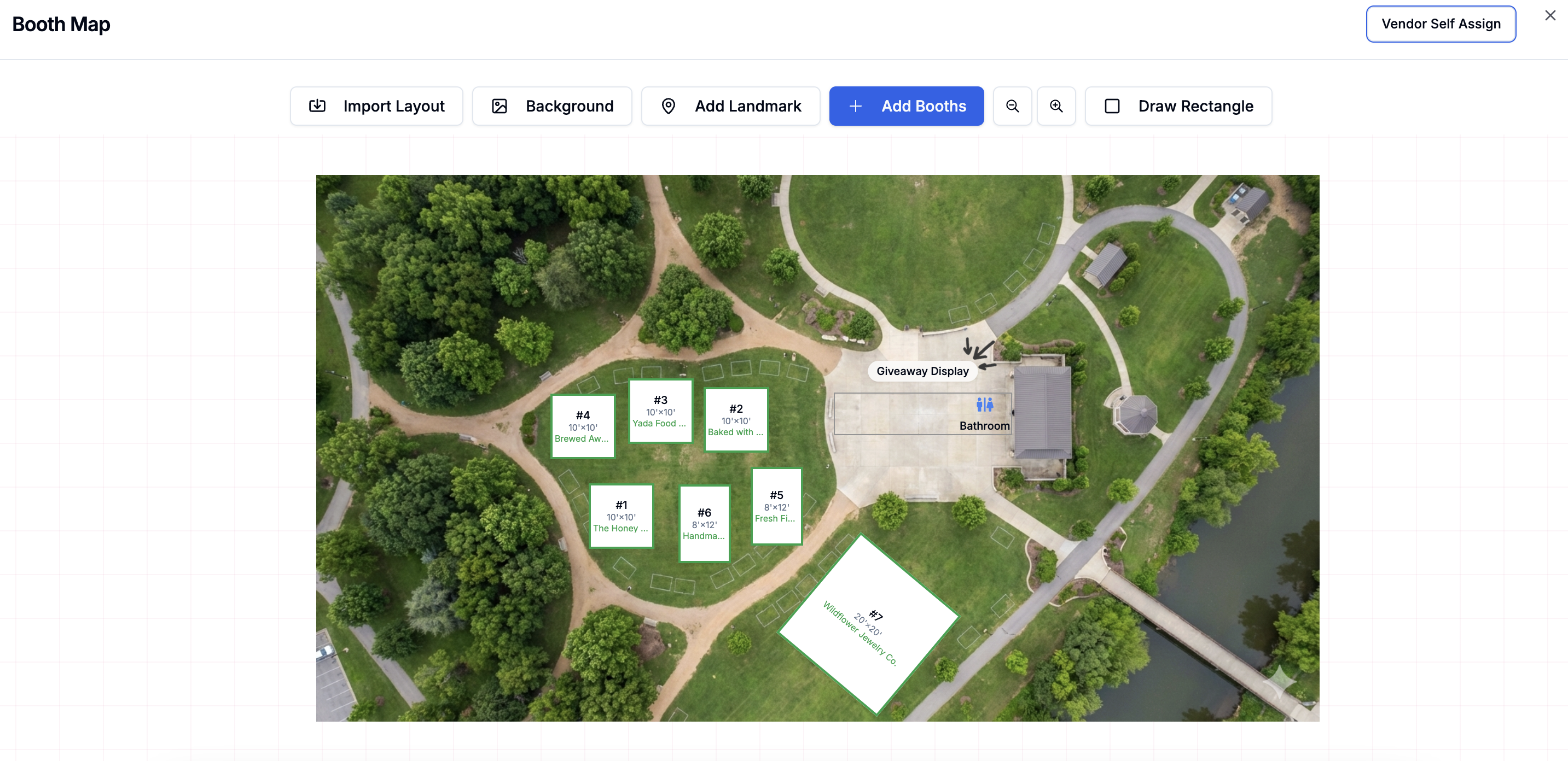 Booth Map with background, booths, and landmarks
