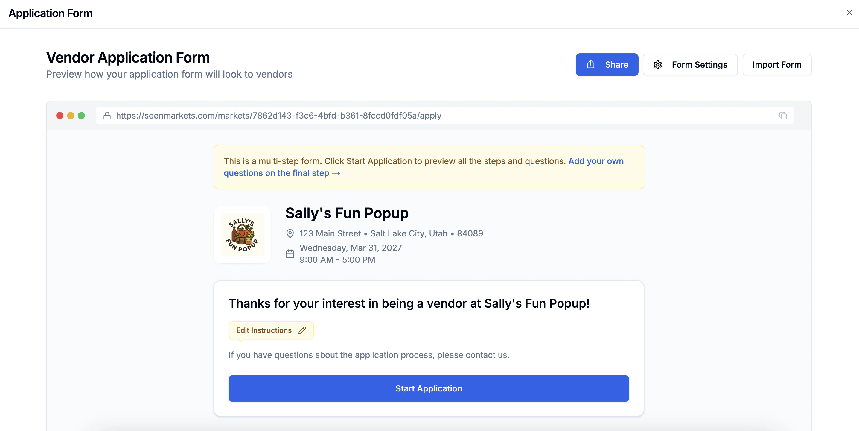 Market Management Dashboard
