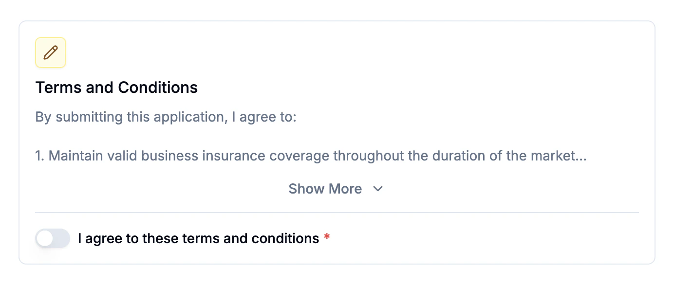 Enable or disable application terms