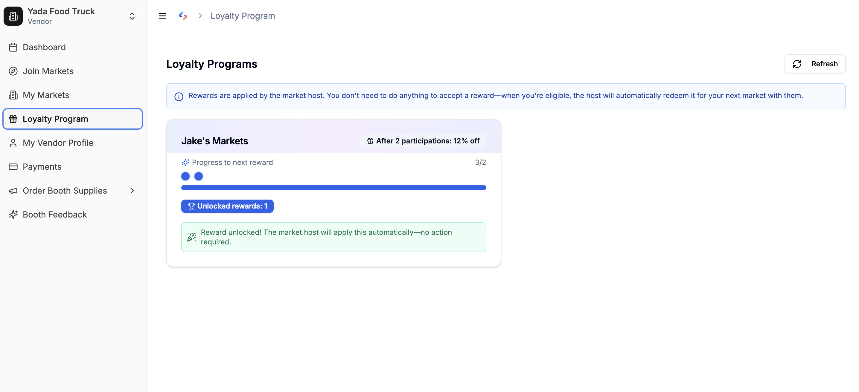 Loyalty program tracking for vendors