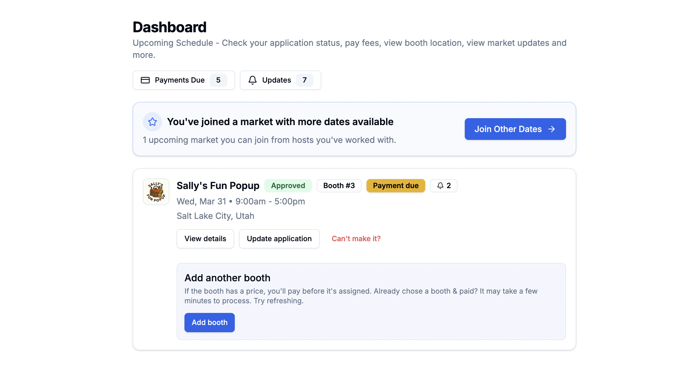 See other market dates to join