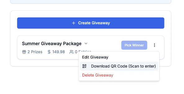 Giveaway URL Access