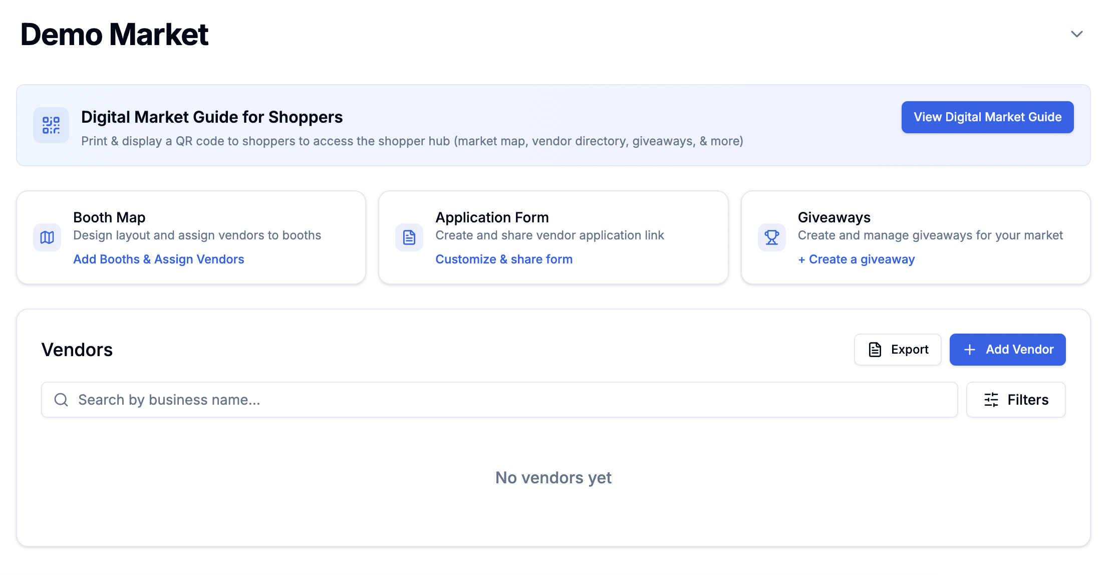 Market Management Dashboard