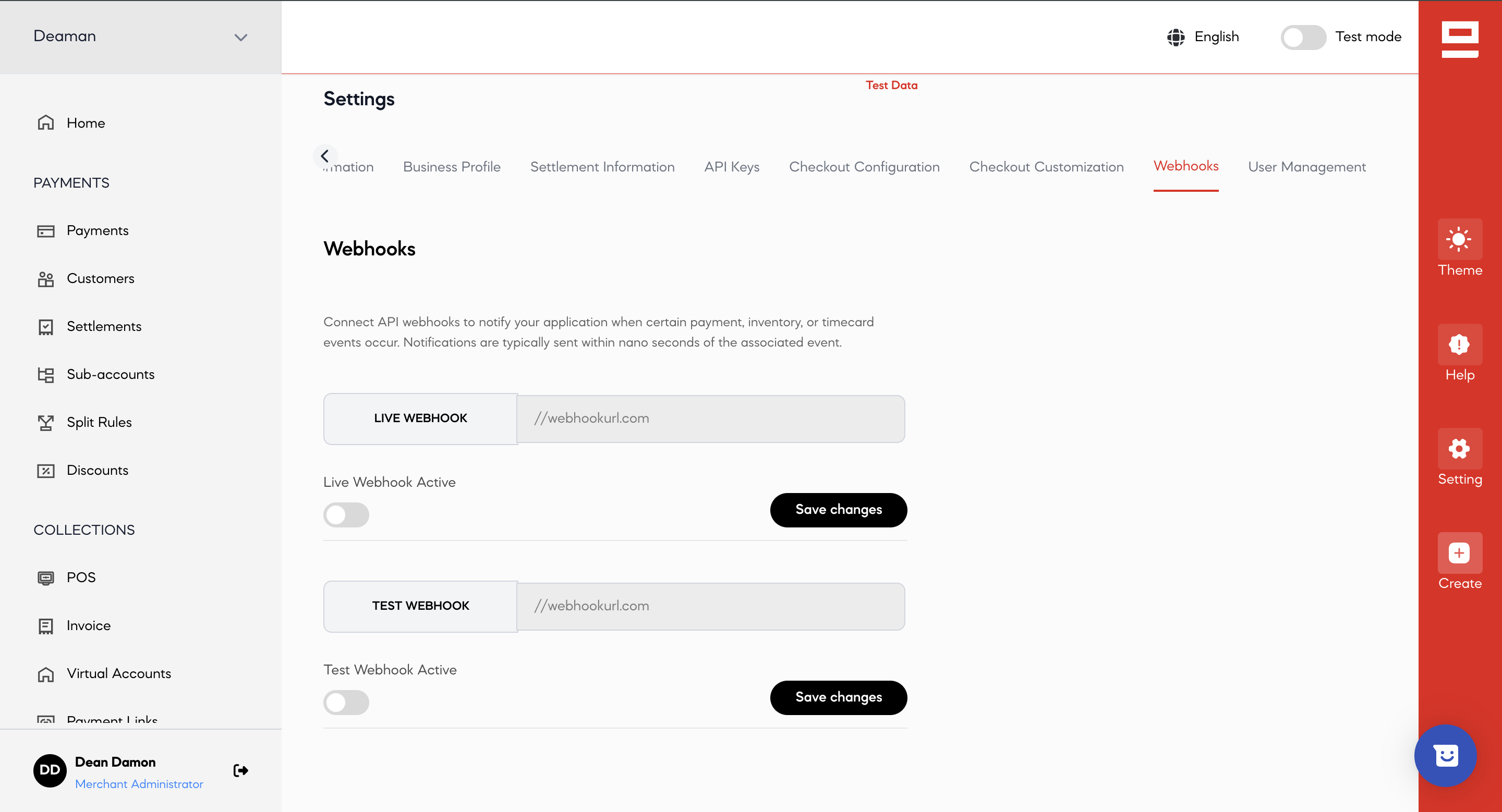 image of seerbit settings page
