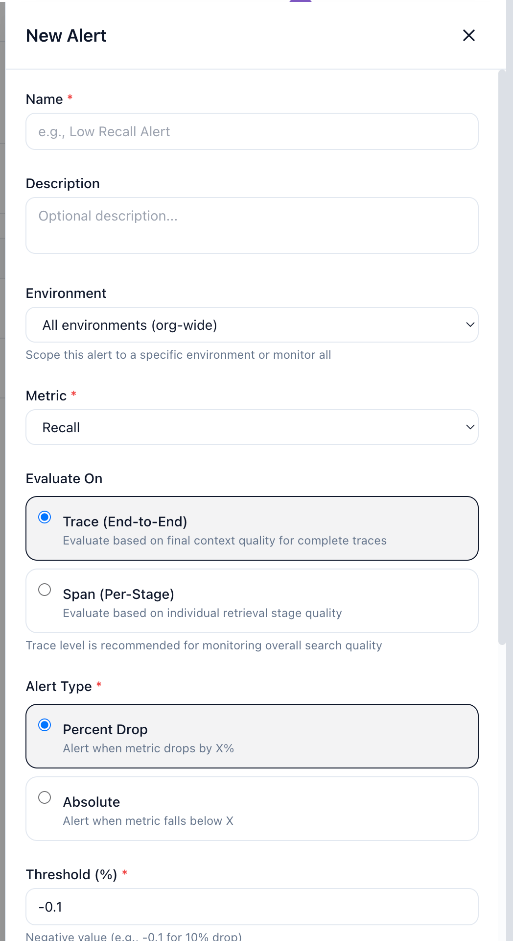 New Alert form