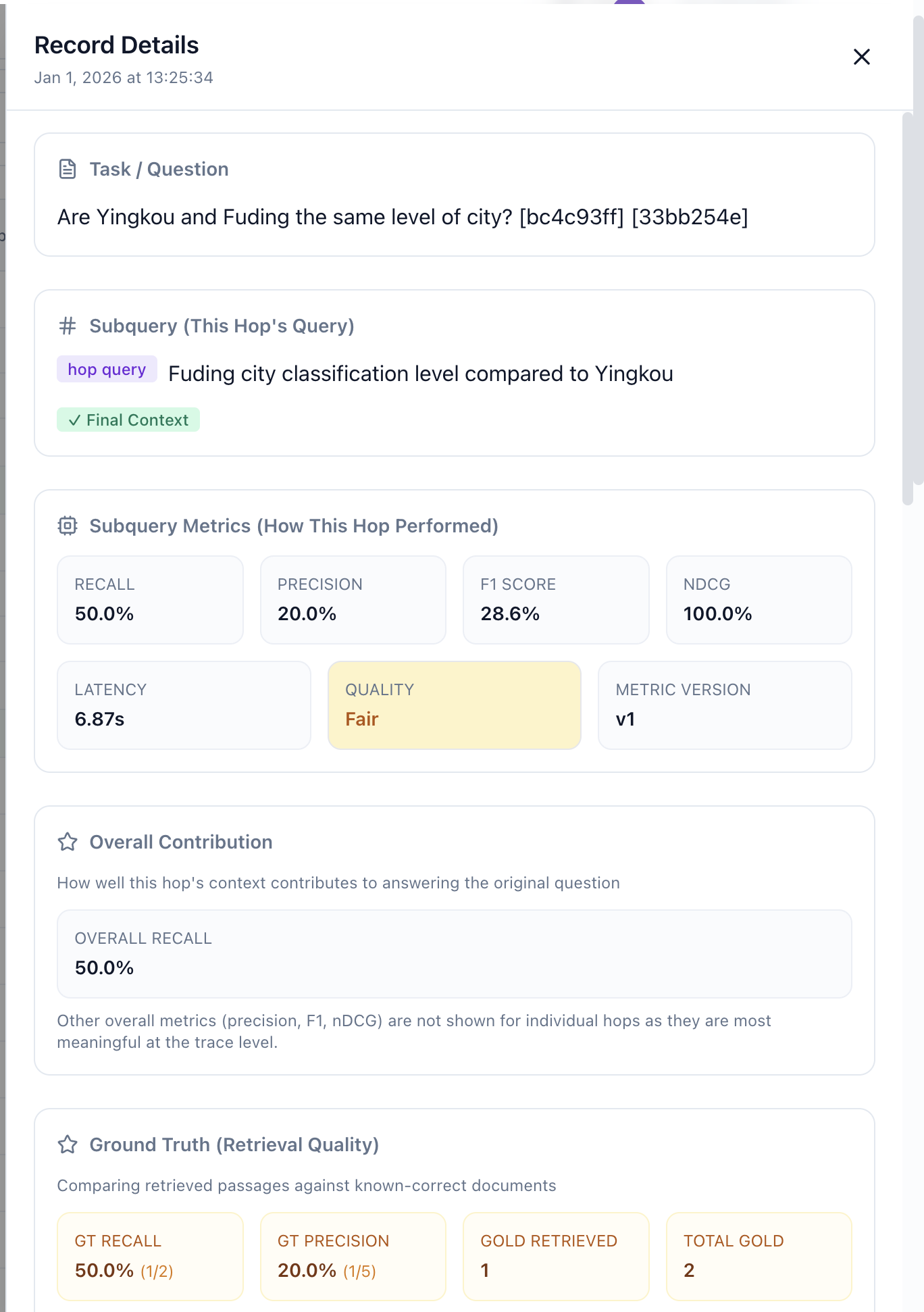 Record Detail Drawer showing multi-hop context