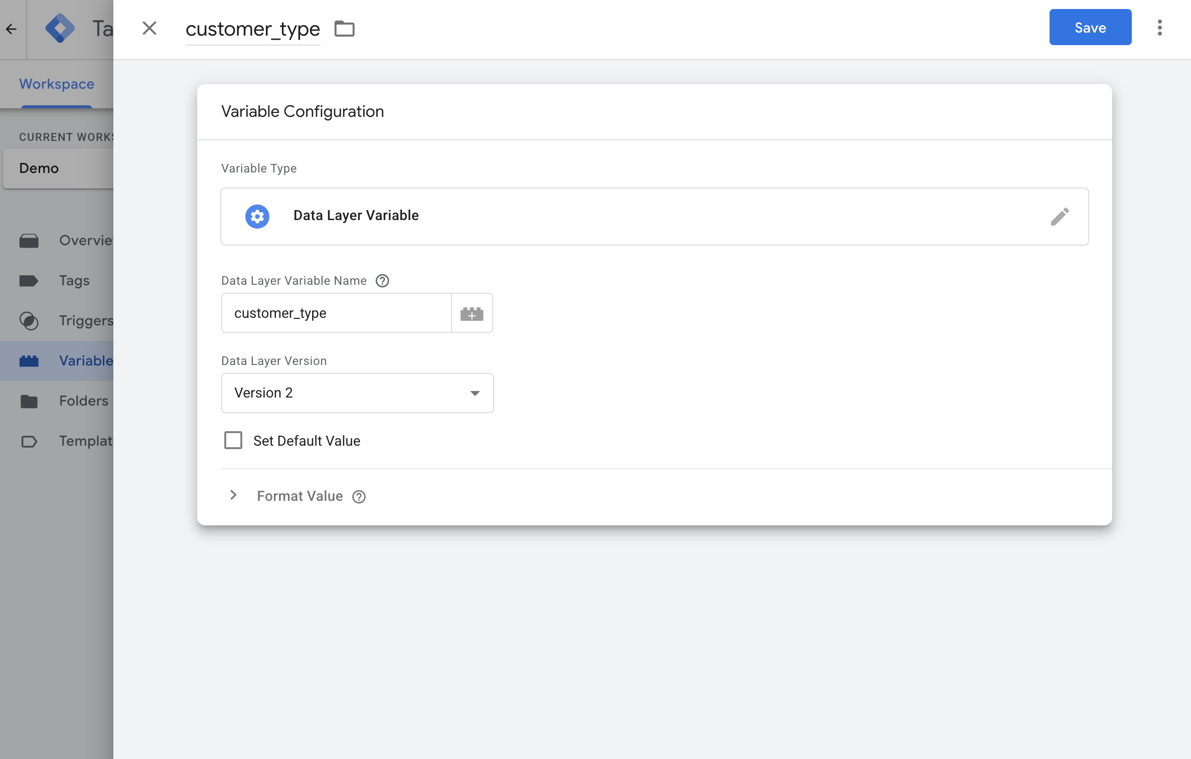 GTM customer_type variable