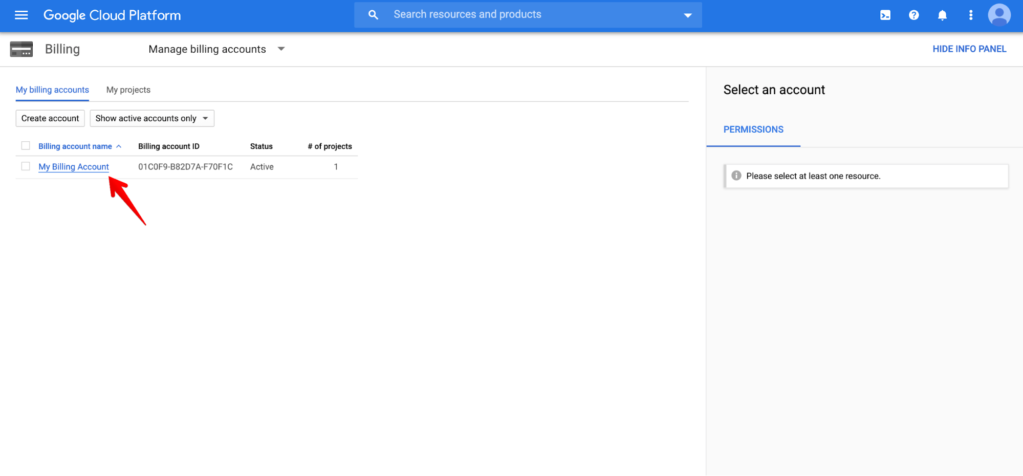 Billing account status