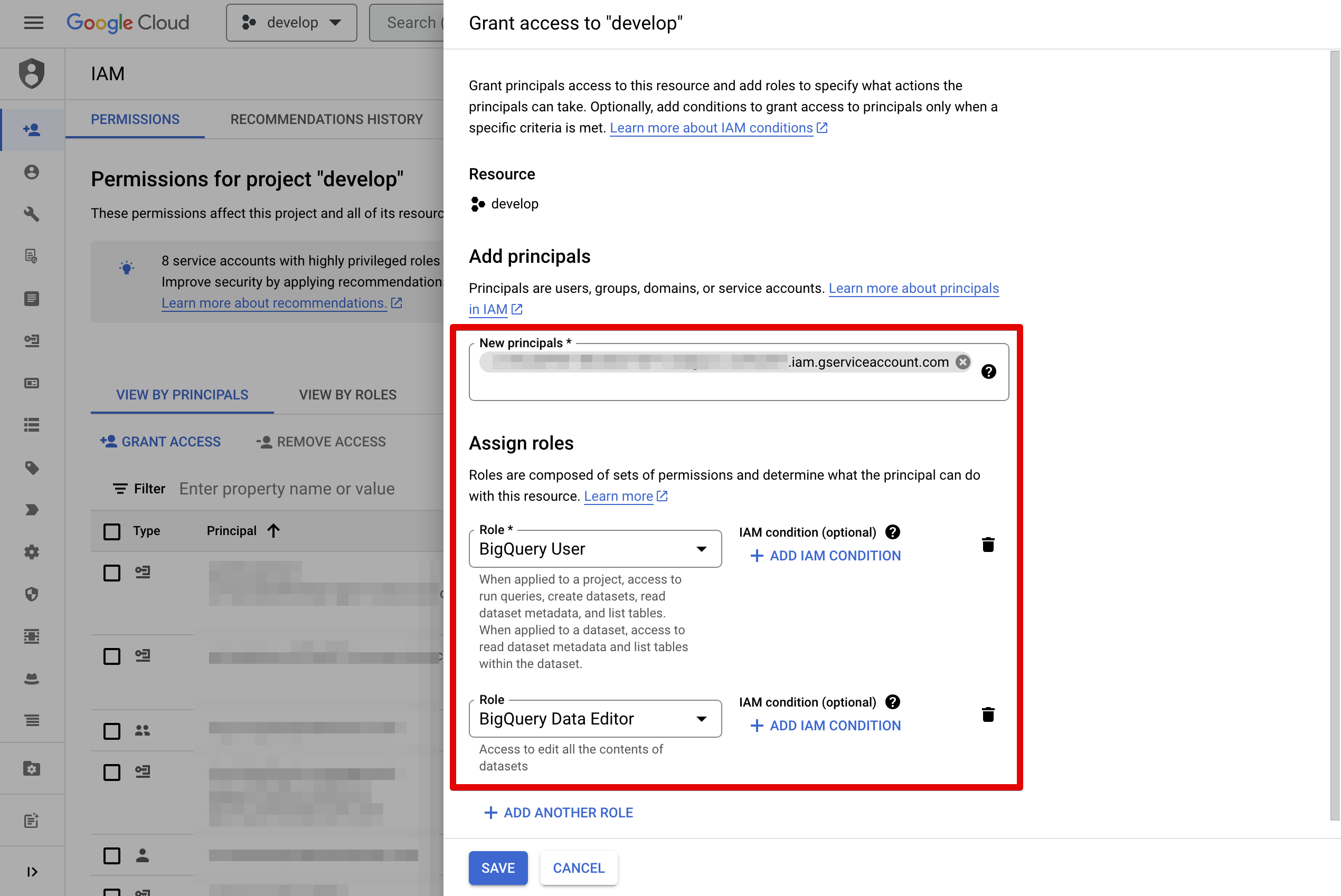 IAM roles configuration