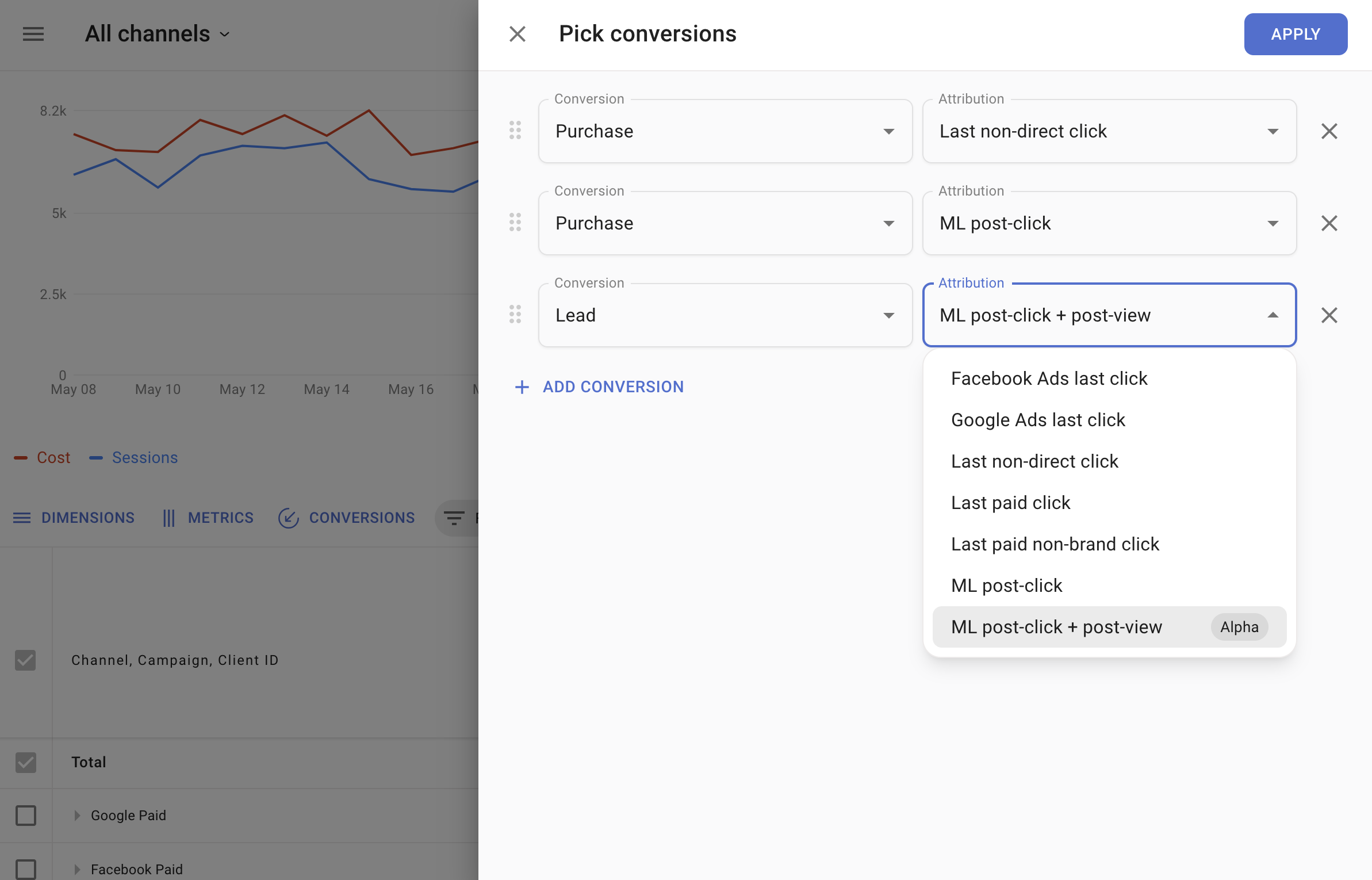 Conversions configuration