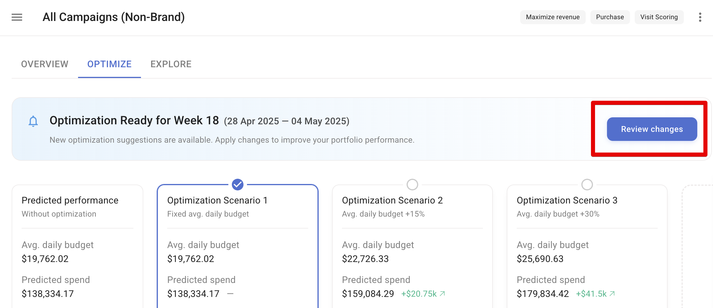 Review changes button