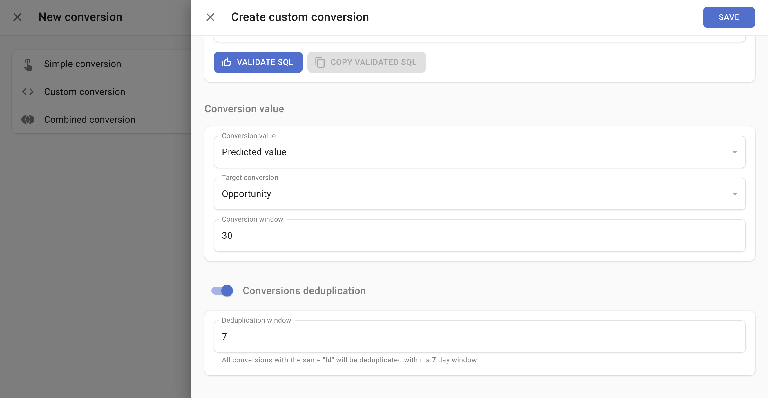 Predicted value configuration
